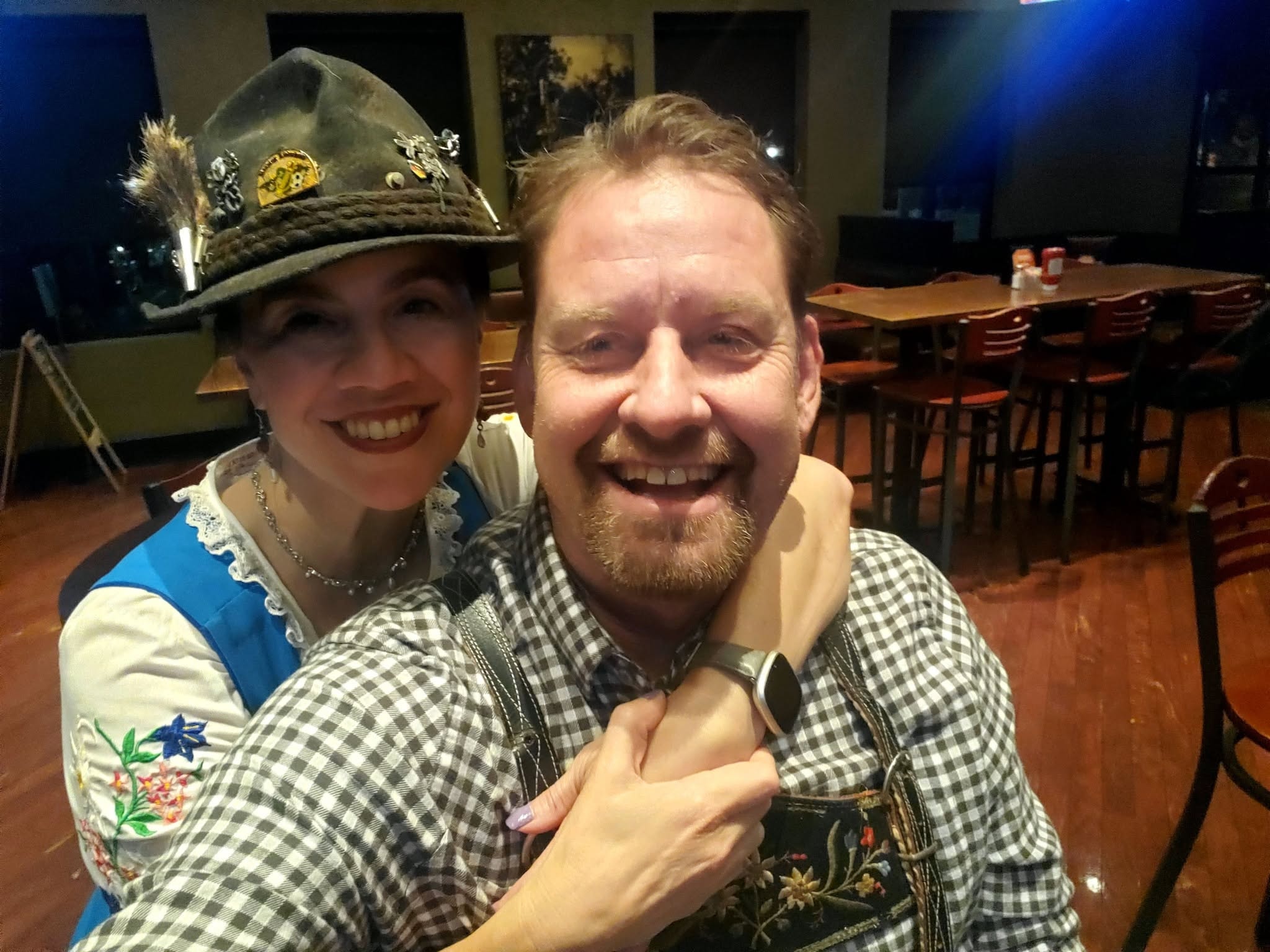 Brice and Sherry in traditional Bavarian dress — Munich Oktoberfest