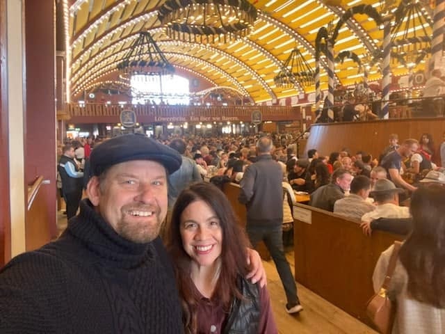 Brice and Sherry inside the Oktoberfest tent — Munich