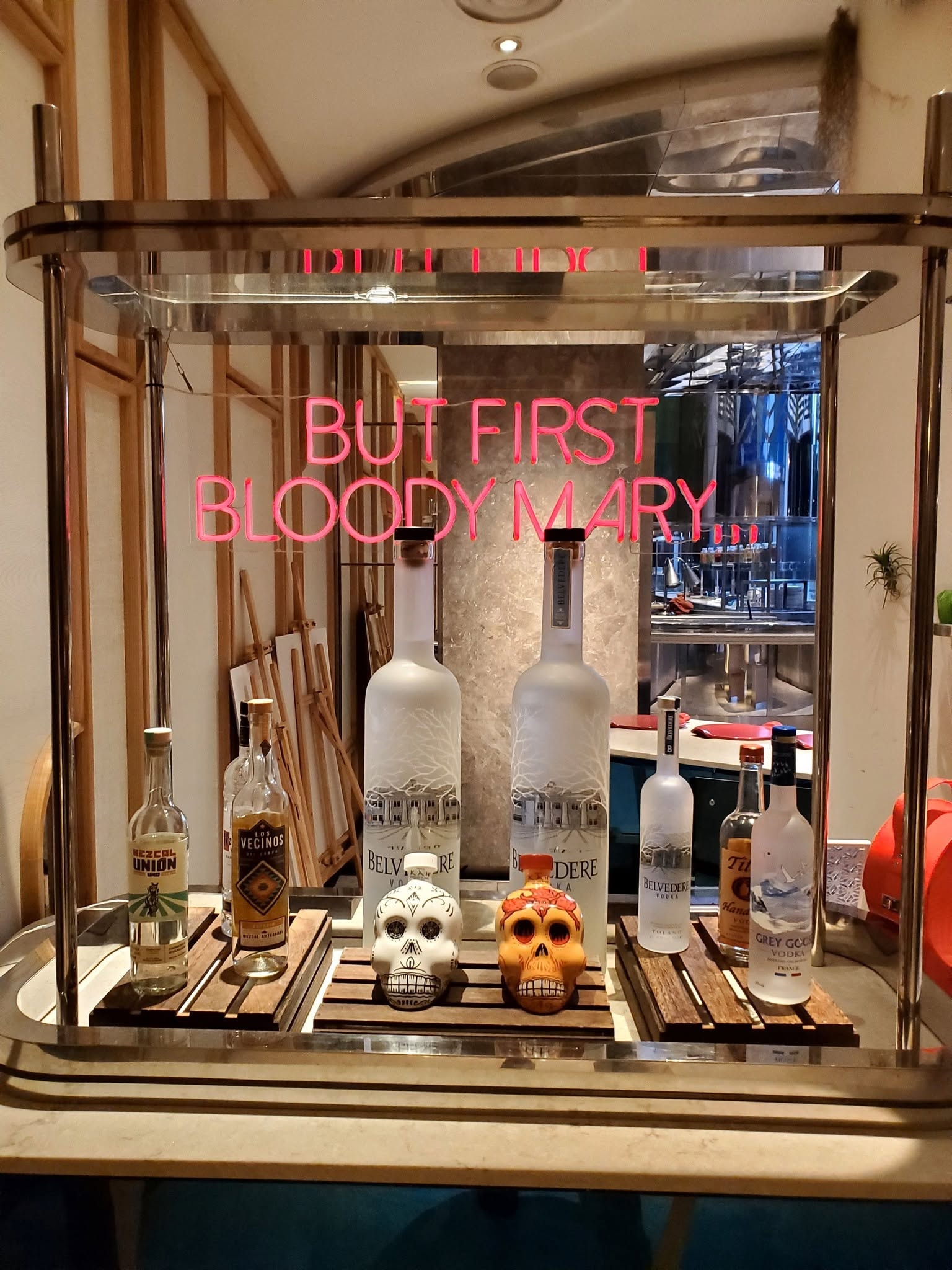 Bloody Mary bar with full liquor display — Singapore