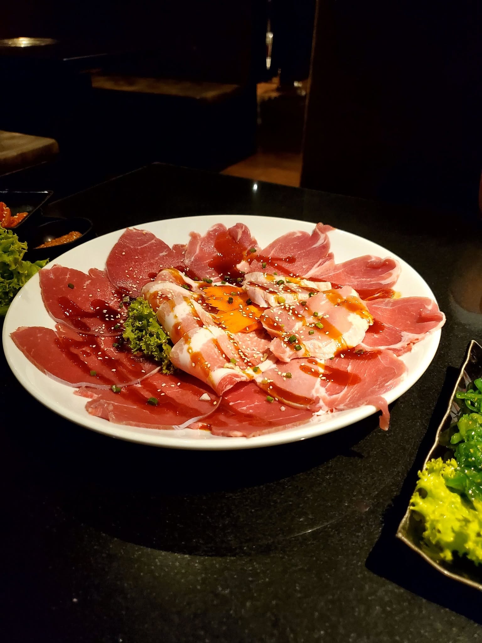 Korean BBQ — cured meats and seafood platter