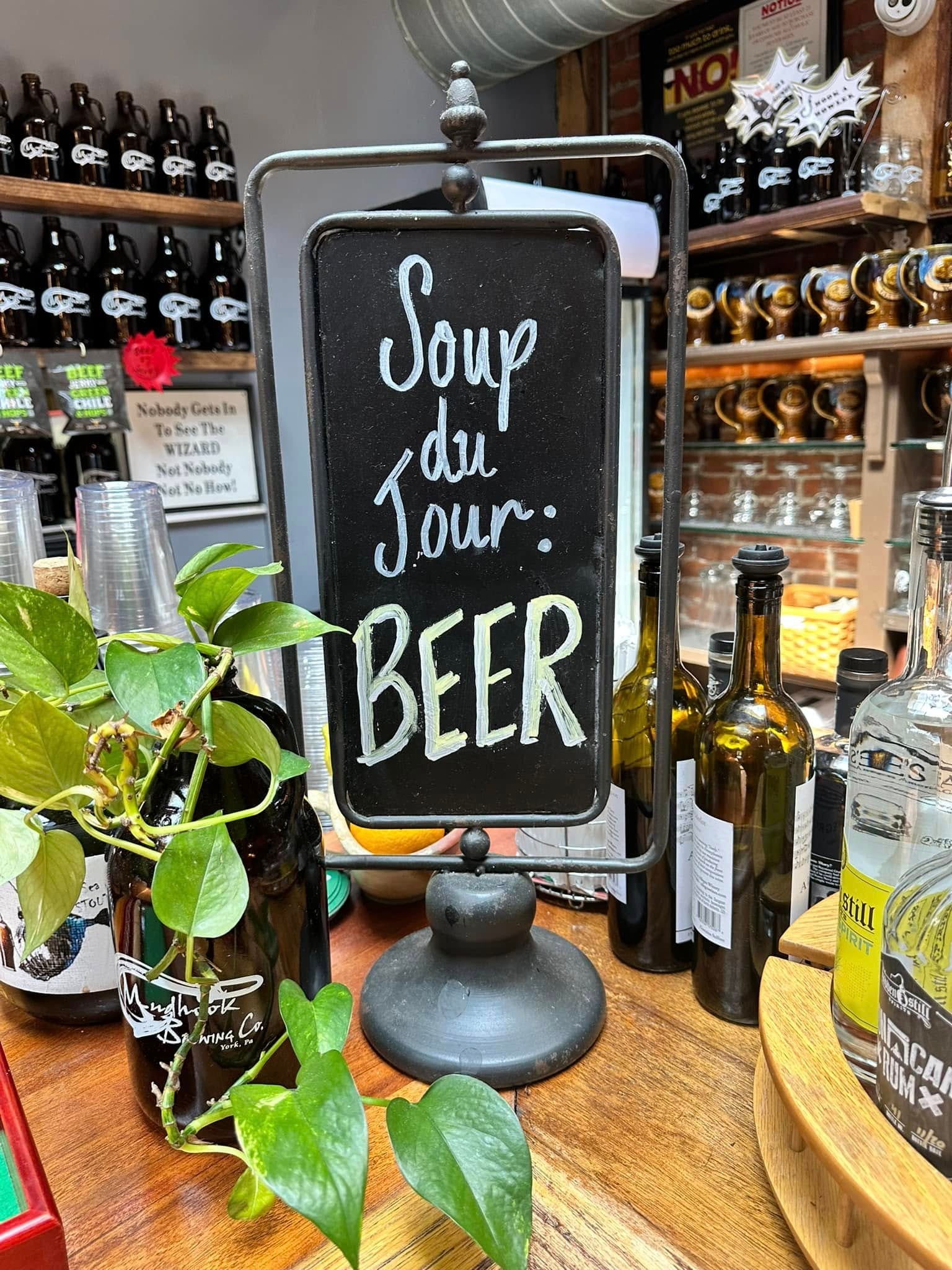 Soup du jour sign at a Thailand bar — our kind of menu